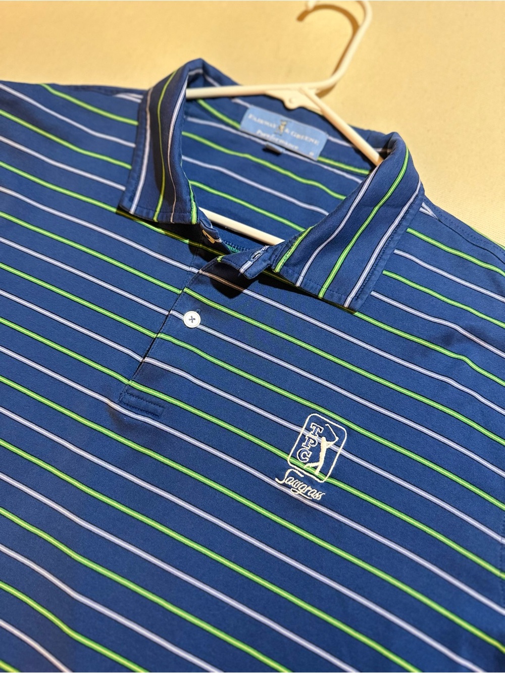 Fairway & Greene Men’s Blue Striped Golf Polo x TPC Sawgrass